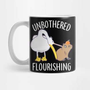 Unbothered Flourishing Capybara Pelican Funny Meme Cute Meme Mug